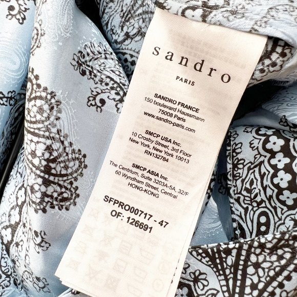 Sandro Paris Printed Silk Beane Jacquard Button Down Midi Dress Wedding Guest 36 - Picture 7 of 13